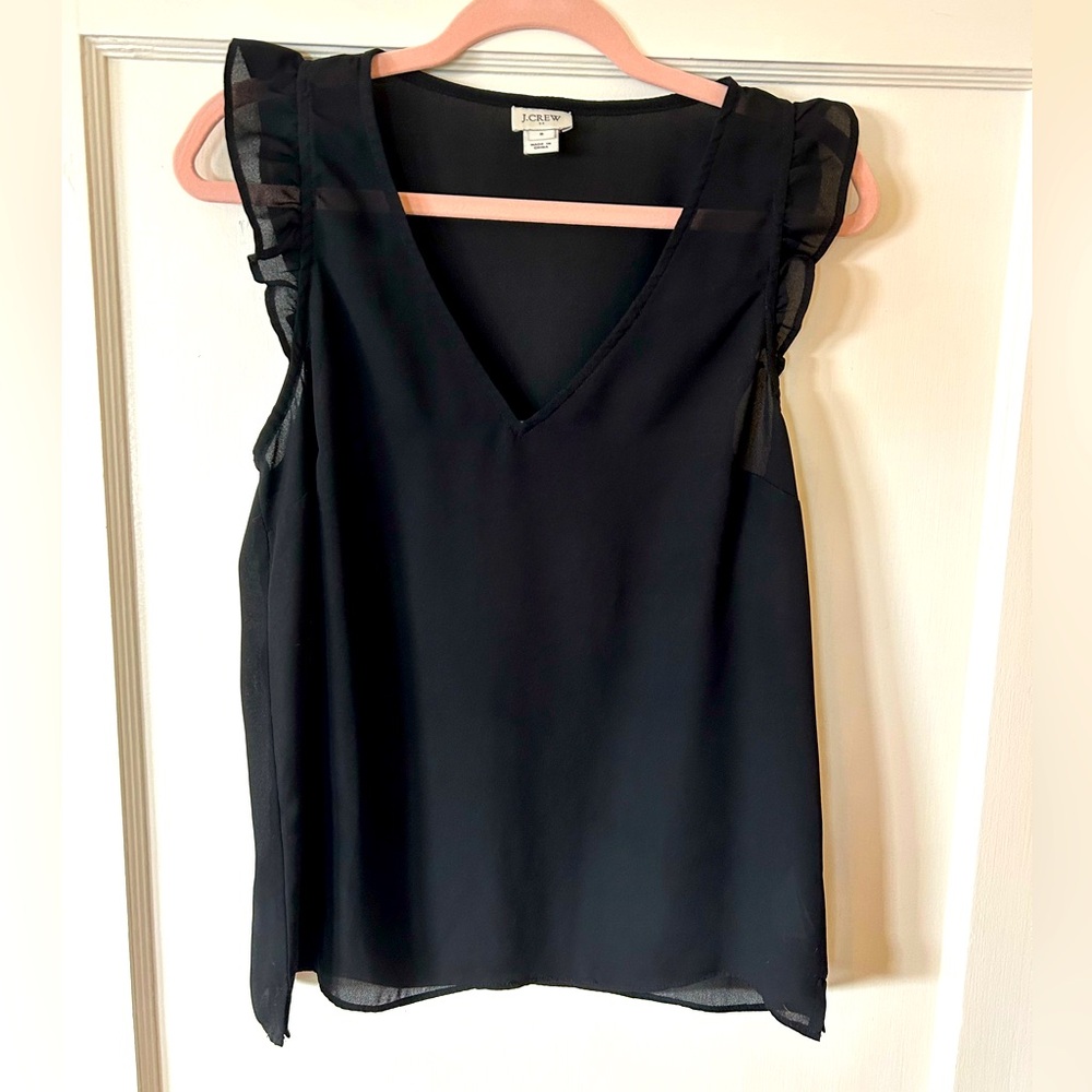 J. Crew Ruffled V Neck Sleeveless Blouse